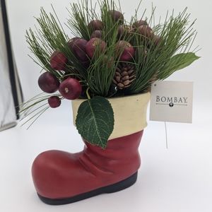 Bombay Santa Boot with Christmas Greenery